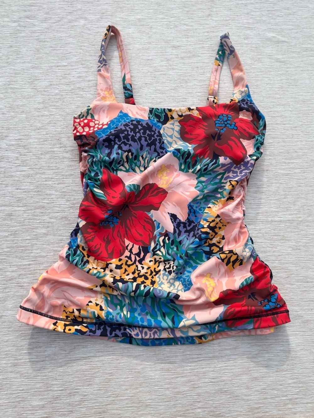 Athleta Women’s Swimsuit Bathing Suit Cream Multi Floral Tankini Top 34 B/C S/M - Picture 3 of 11